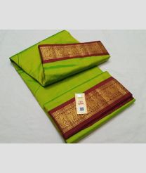 Parrot Green and Red kanchi pattu sarees with Kanchi Border design