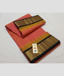 Copper and Black kanchi pattu sarees with Kanchi Border design
