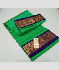 Elf Green and Navy Blue kanchi pattu sarees with Kanchi Border design