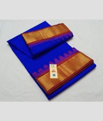 Royal Blue and Red kanchi pattu sarees with Kanchi Border design