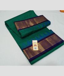 Teal and Navy Blue kanchi pattu sarees with Kanchi Border design