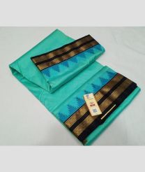 Turquoise and Black kanchi pattu sarees with Kanchi Border design