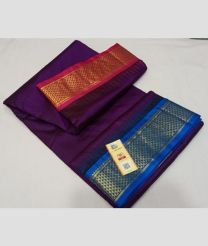 Purple and Blue kanchi pattu sarees with Kanchi Border design