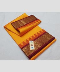 Yellow and Maroon kanchi pattu sarees with Kanchi Border design