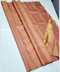 Lite Brown and Acid Green kanchi pattu sarees with Double Border design