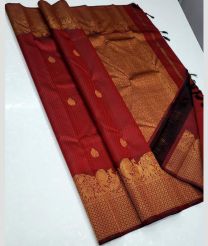 Maroon and Black kanchi pattu sarees with Double Border design
