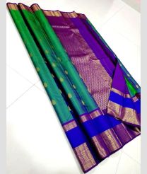 Cactus Green and Purple kanchi pattu sarees with Gap Border design