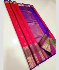 Pink and Purple kanchi pattu sarees with Gap Border design