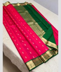 Pink and Green kanchi pattu sarees with Koravai Border design