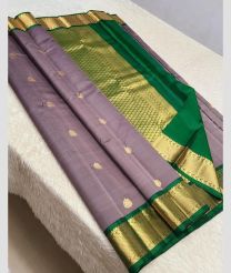 Grey and Green kanchi pattu sarees with Koravai Border design
