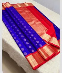Royal Bue and Red kanchi pattu sarees with Koravai Border design