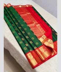 Green and Red kanchi pattu sarees with Koravai Border design