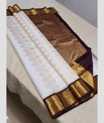 White and Black kanchi pattu sarees with Koravai Border design