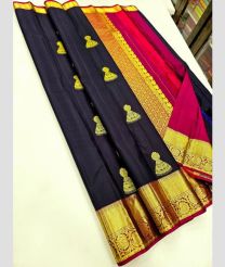 Black and Pink kanchi pattu sarees with Jari Border design