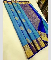 Blue and Royal Blue kanchi pattu sarees with Jari Border design
