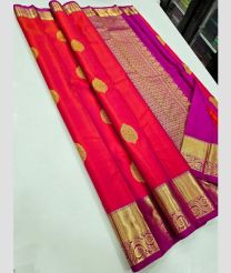 Pink and Magenta kanchi pattu sarees with Jari Border design