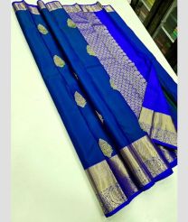 Navy Blue and Royal Blue kanchi pattu sarees with Jari Border design
