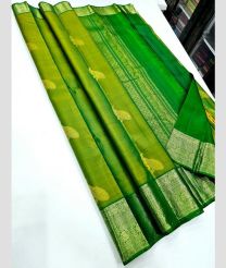 Lite Parrot Green and Green kanchi pattu sarees with Jari Border design