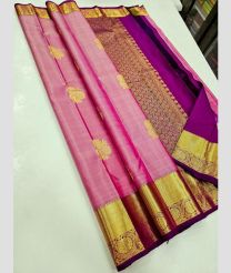 Rose Pink and Magenta kanchi pattu sarees with Jari Border design