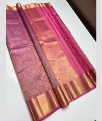 Dust Pink and Pink kanchi pattu sarees with All over Jari design