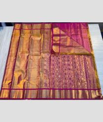 Golden and Pink kanchi pattu sarees with Plain design