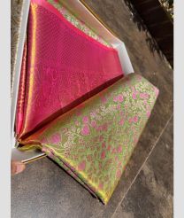 Pink and Lite Green kanchi pattu sarees with All over brocade design