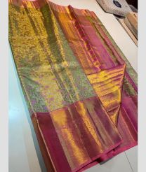 Lite Green and Dust Pink kanchi pattu sarees with All over brocade design