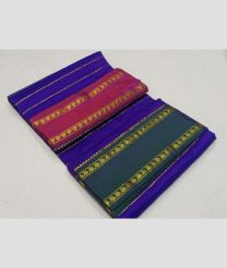 Royal Blue and Pink kanchi pattu sarees with All over Lines design