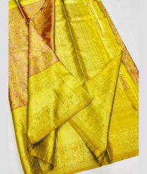 Champagne Gold and Mustard Yellow kanchi pattu sarees with All over design