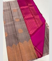Grey and Pink kanchi pattu sarees with Turning Border design