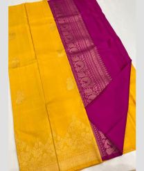 Yellow and Deep Pink kanchi pattu sarees with Turning Border design