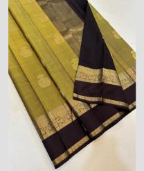 Mehendi Green and Black kanchi pattu sarees with Kanchi Border design