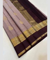 Dull Purple and Black kanchi pattu sarees with Kanchi Border design