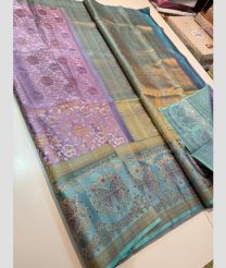 Sky Blue and Lavender kanchi pattu sarees with MEENA WEAVEING WITH JAMMUN BORDER design