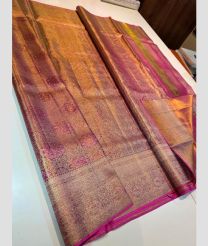Golden and Pink kanchi pattu sarees with All over design