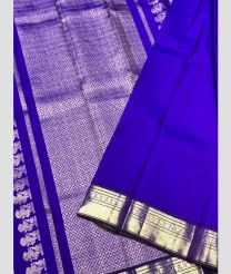 Royal Blue and Golden kanchi pattu sarees with Kanchi Border design