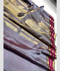 Grey and Deep Pink kanchi pattu sarees with Kanchi Border design