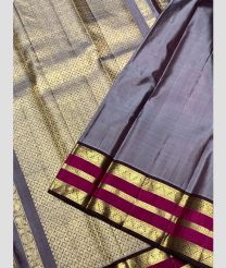 Grey and Magenta kanchi pattu sarees with Double Border design