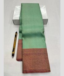 Fern Green and Brown kanchi pattu sarees with All over Jari design
