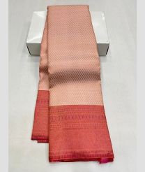 Cream and Pink kanchi pattu sarees with All over Jari design