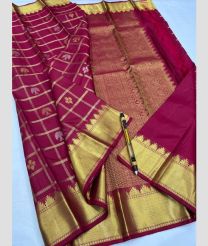Magenta and Golden kanchi pattu sarees with All over Checks and Buttas design