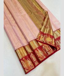 Lite Baby Pink and Red kanchi pattu sarees with Koravai Border design