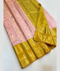 Baby Pink and Golden Yellow kanchi pattu sarees with Koravai Border design