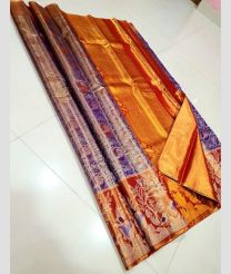 Purple and Chestnut kanchi pattu sarees with All over design