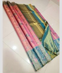 Baby Pink and Blue Turquoise kanchi pattu sarees with All over design