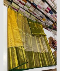 Yellow and Green kanchi pattu sarees with All over design