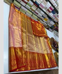 Baby Pink and Red kanchi pattu sarees with All over design