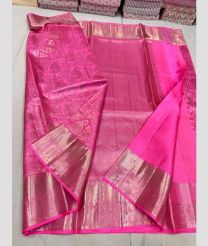 Pink and Silver kanchi pattu sarees with All over Jari design