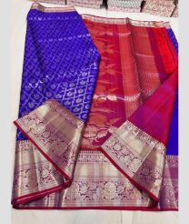 Blue and Pink kanchi pattu sarees with All over Jari design