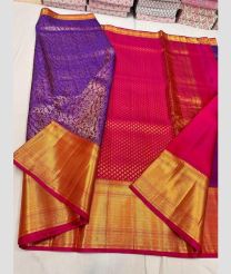 Purple and Pink kanchi pattu sarees with All over Jari design